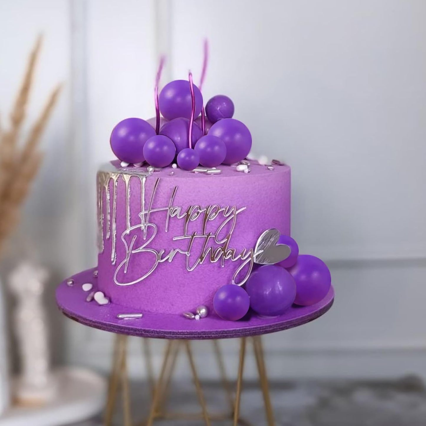 36 Pack Purple Balls Cake Topper Decorations Foam Balloons Cake Decorations Sticks Mini Balloons Cake Toppers Balls Cake Picks for Baby Shower Wedding Anniversary Birthday Party Decorations