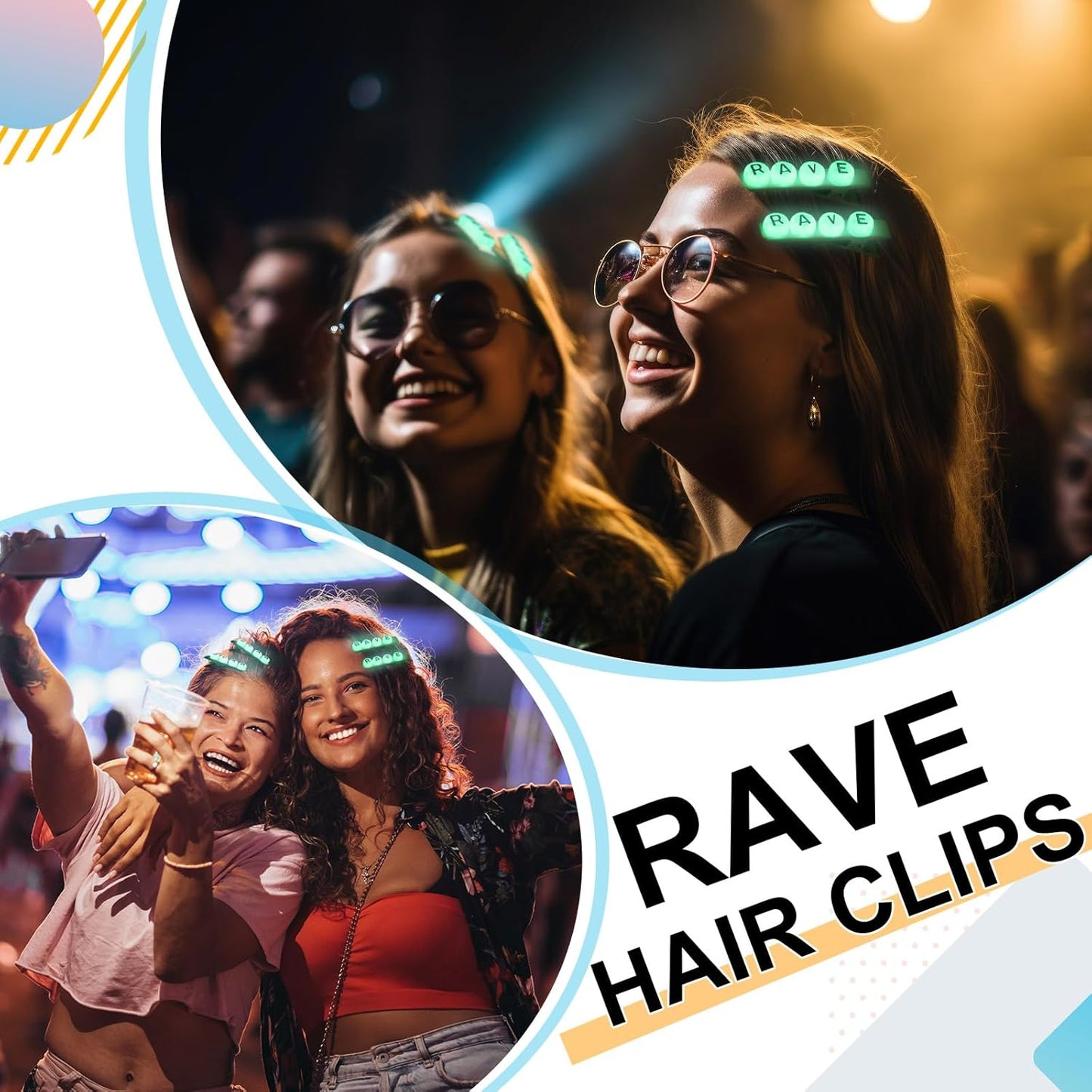 30 Pcs Mini Glow Hair Clips Girls Rave Hair Clips for Women Christmas Music Festival Holiday Party Supplies (Rave)
