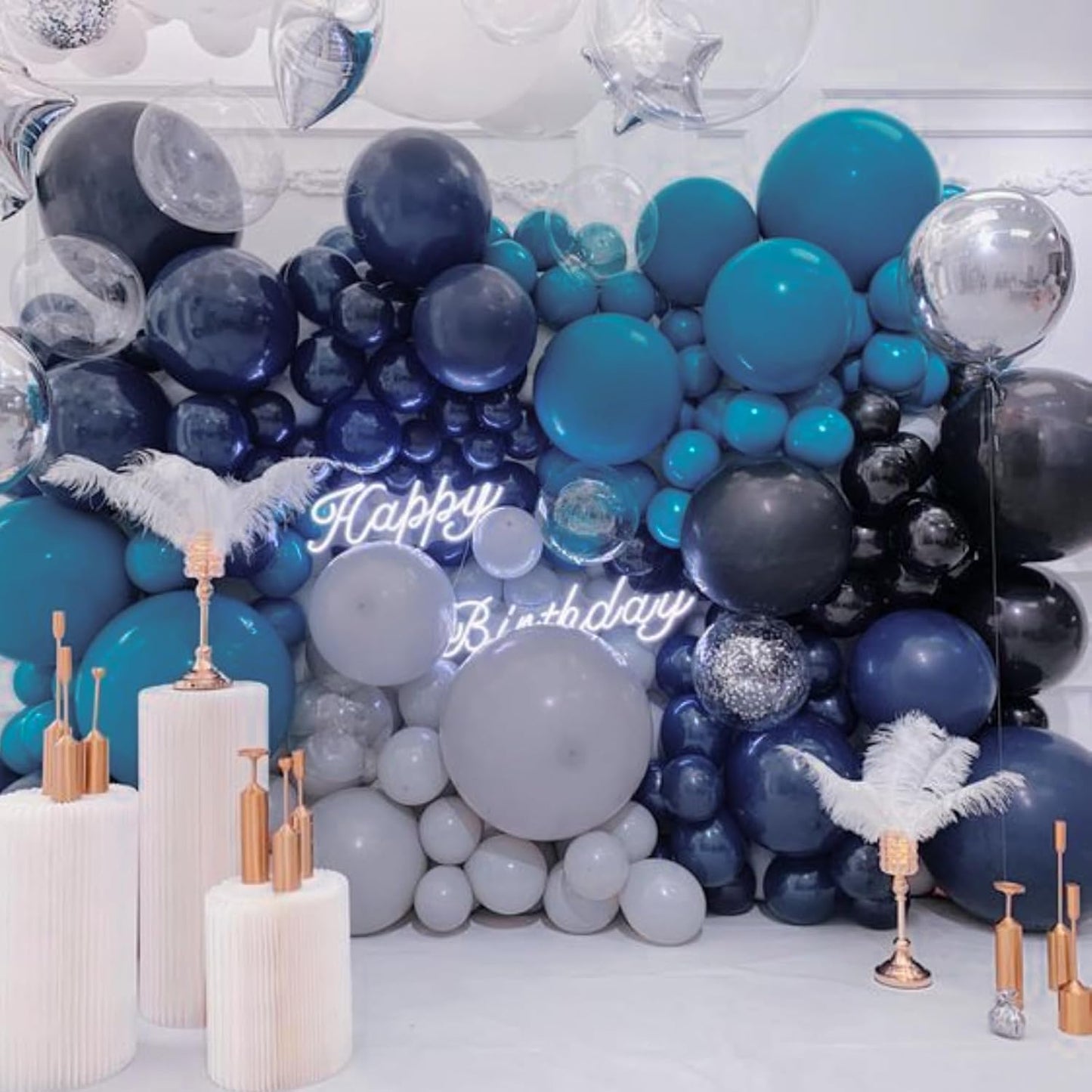 PartyWoo Metallic Navy Blue Balloons 50 pcs 12 Inch Metallic Dark Blue Latex Helium Balloons for Graduation New Year Weddings Father's Day Baby Shower Birthday Party Decorations Blue-G113