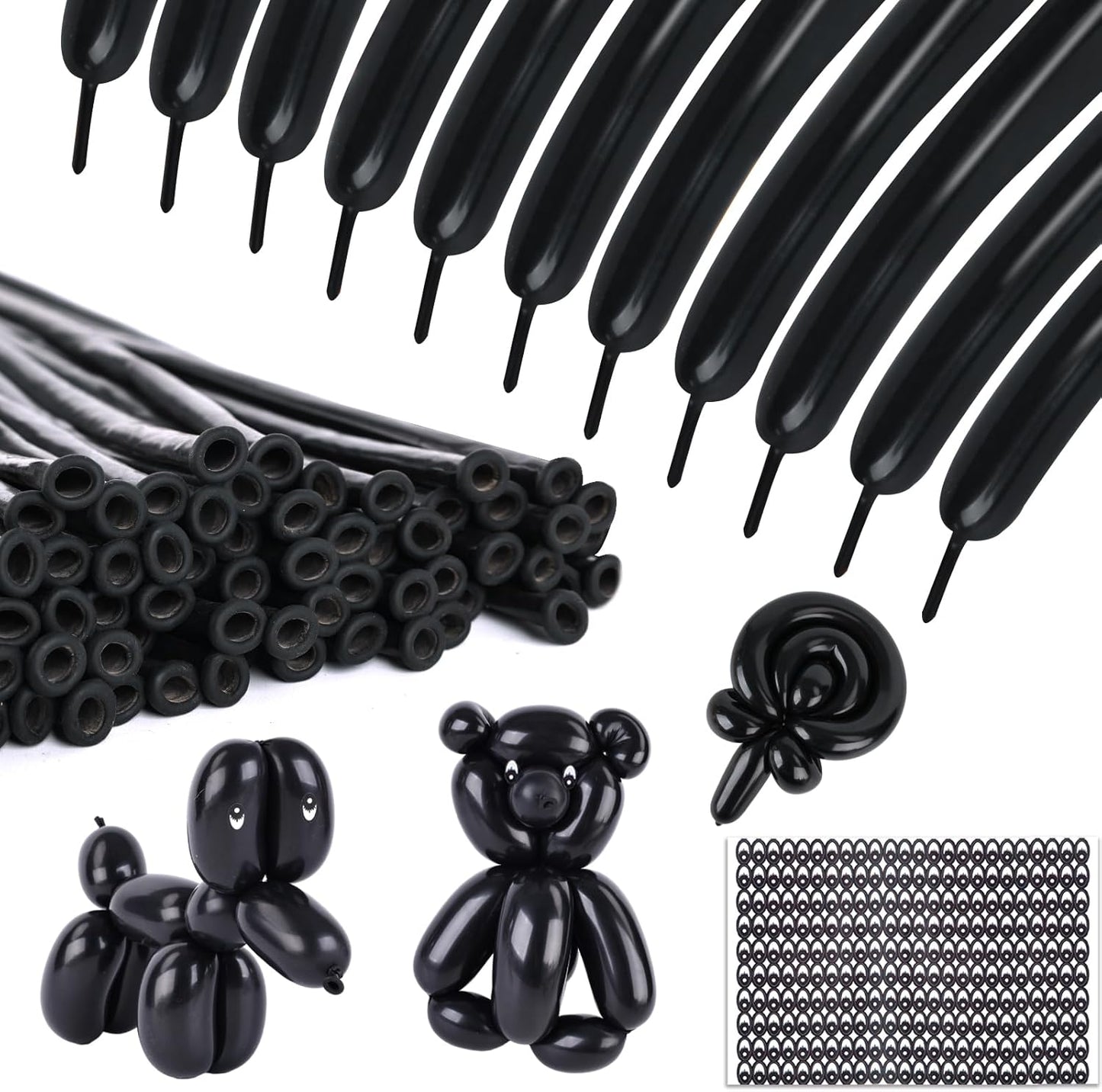LovesTown 100 PCS 260 long balloons, Black Twisting Animal Balloons Thicken Modeling Magic for Holiday Birthday Party Decor