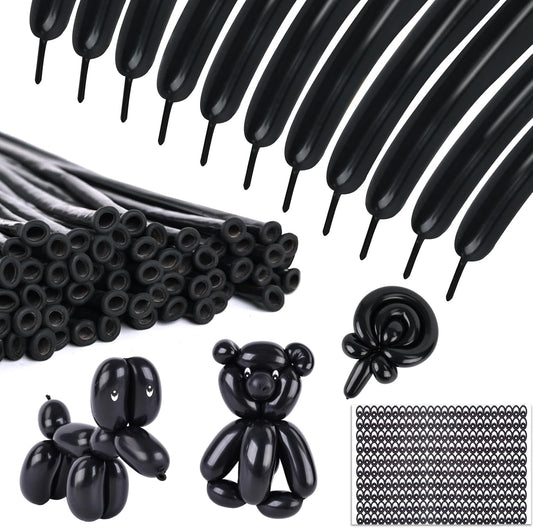 LovesTown 100 PCS 260 long balloons, Black Twisting Animal Balloons Thicken Modeling Magic for Holiday Birthday Party Decor