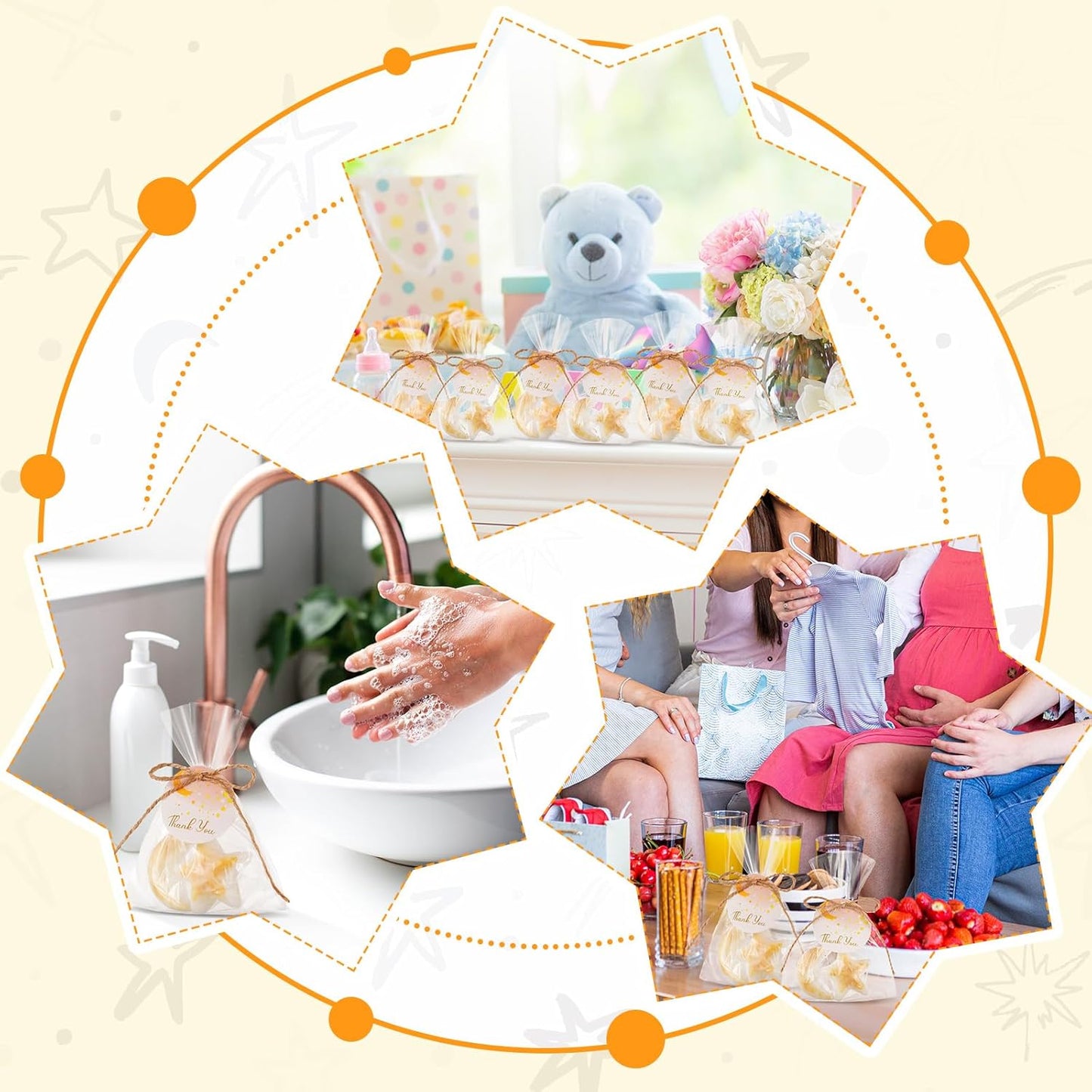 Demissle 20 Pcs Baby Shower Favors Soaps Moon and Star Shaped Bath Soaps with White Thank You Cards Showing Love Gifts for Guest Return Prizes Gender Reveal Birthday Party Decor