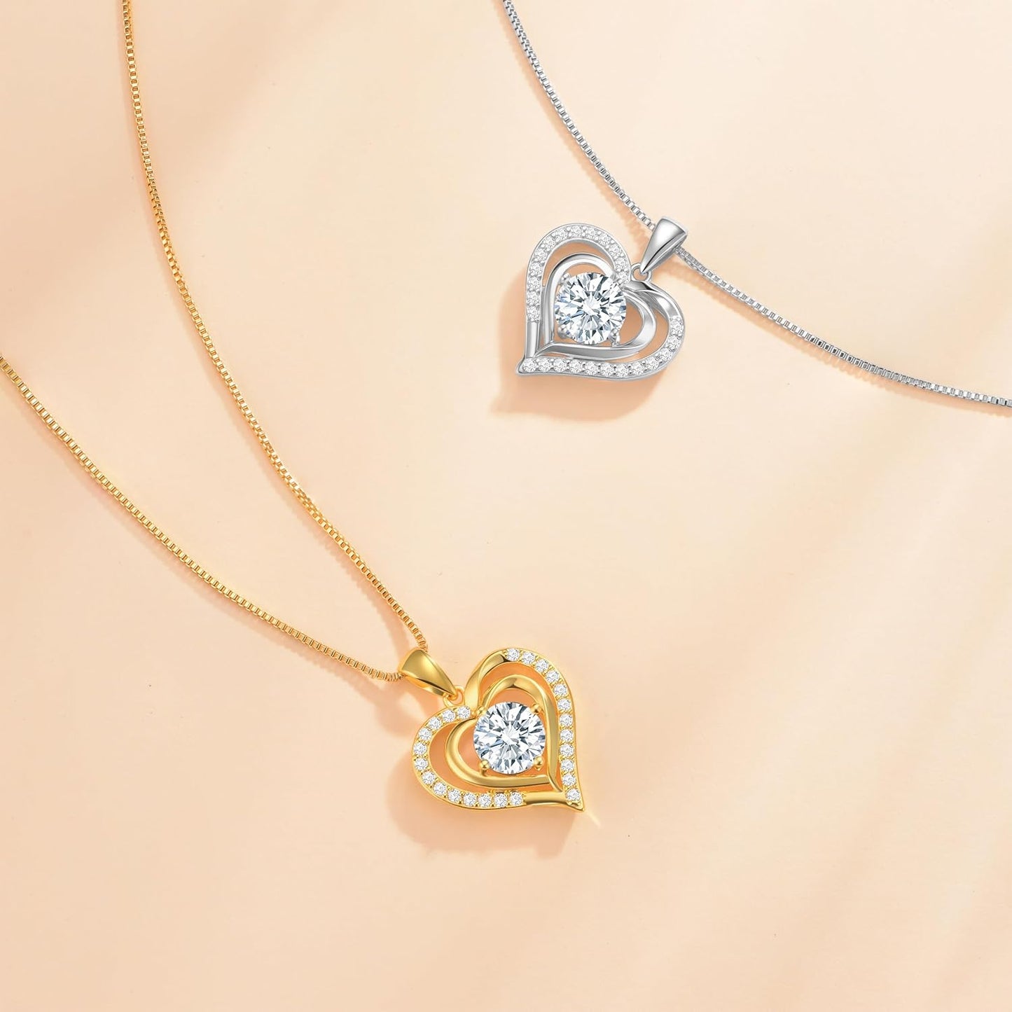 Moissanite Heart Necklace for Women Birthday Gifts for Wife S925 Sterling Silver Jewelry for Christmas Anniversary Valentine Birthday Gift for Her Girlfriend Mom