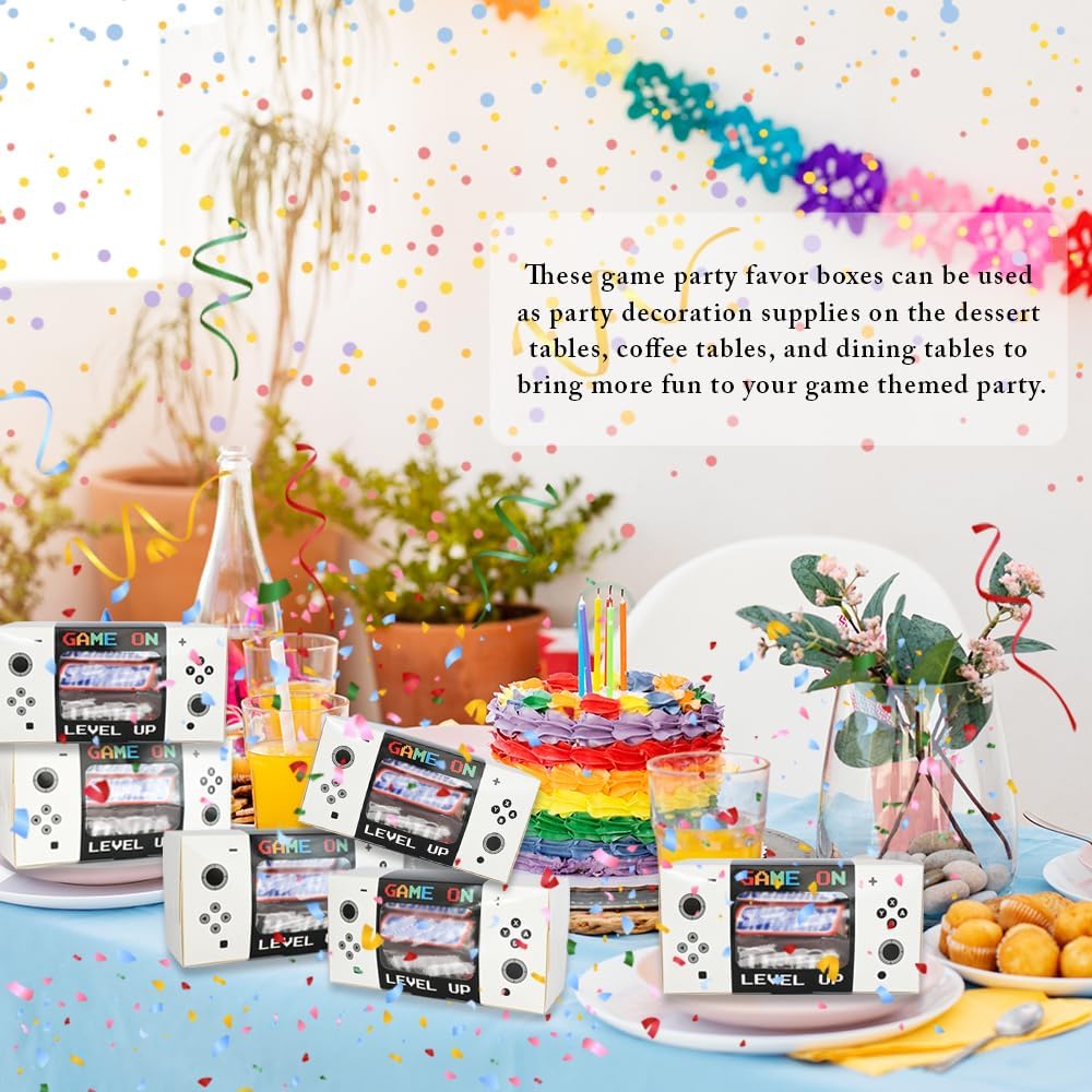 Shescrzionu Video Game Party Favors Boxes 12 PCS-Perfect Party Favor Boxes with Window,Game On Birthday Decorations Video Game Birthday Decorations,Game Bags,Video Game Gifts Aa04