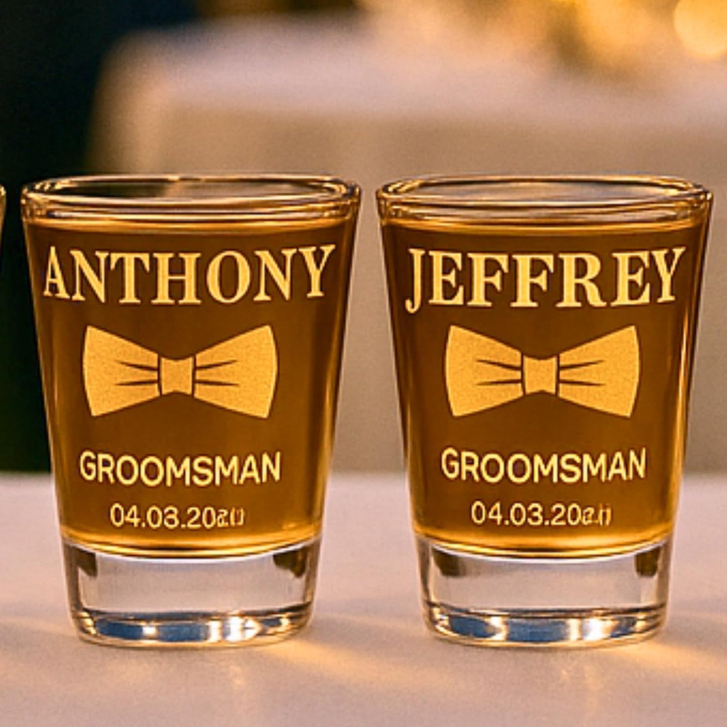 Gifts Inscribed Personalized Shot Glasses Set of 2 – Custom Engraved Groomsmen Glasses – Wedding, Bachelor Party, Drinking Gift for Men, Whiskey Vodka Tequila Shooters