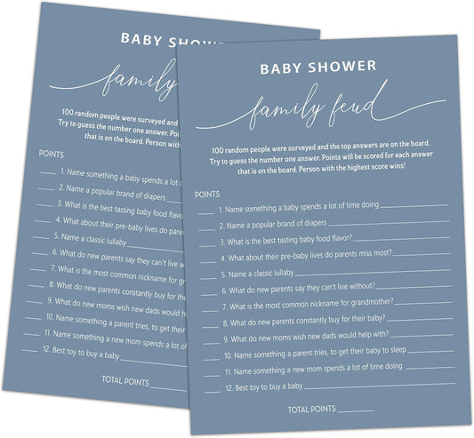 Family Feud Baby Shower Game - Pack of 30 Cards, Answer Key, Gender Neutral Decorations, Feud Game Supplies-07D-Mazarine