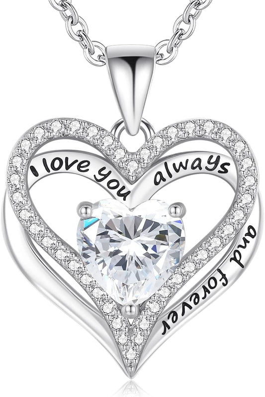 S925 Sterling Silver Necklace for Women, Wife Jewelry Rose Gold, Mom Birthday Valentines Mothers Day Gifts, Girlfriend Necklaces, Daughter Heart Jewel, Anniversary for Her