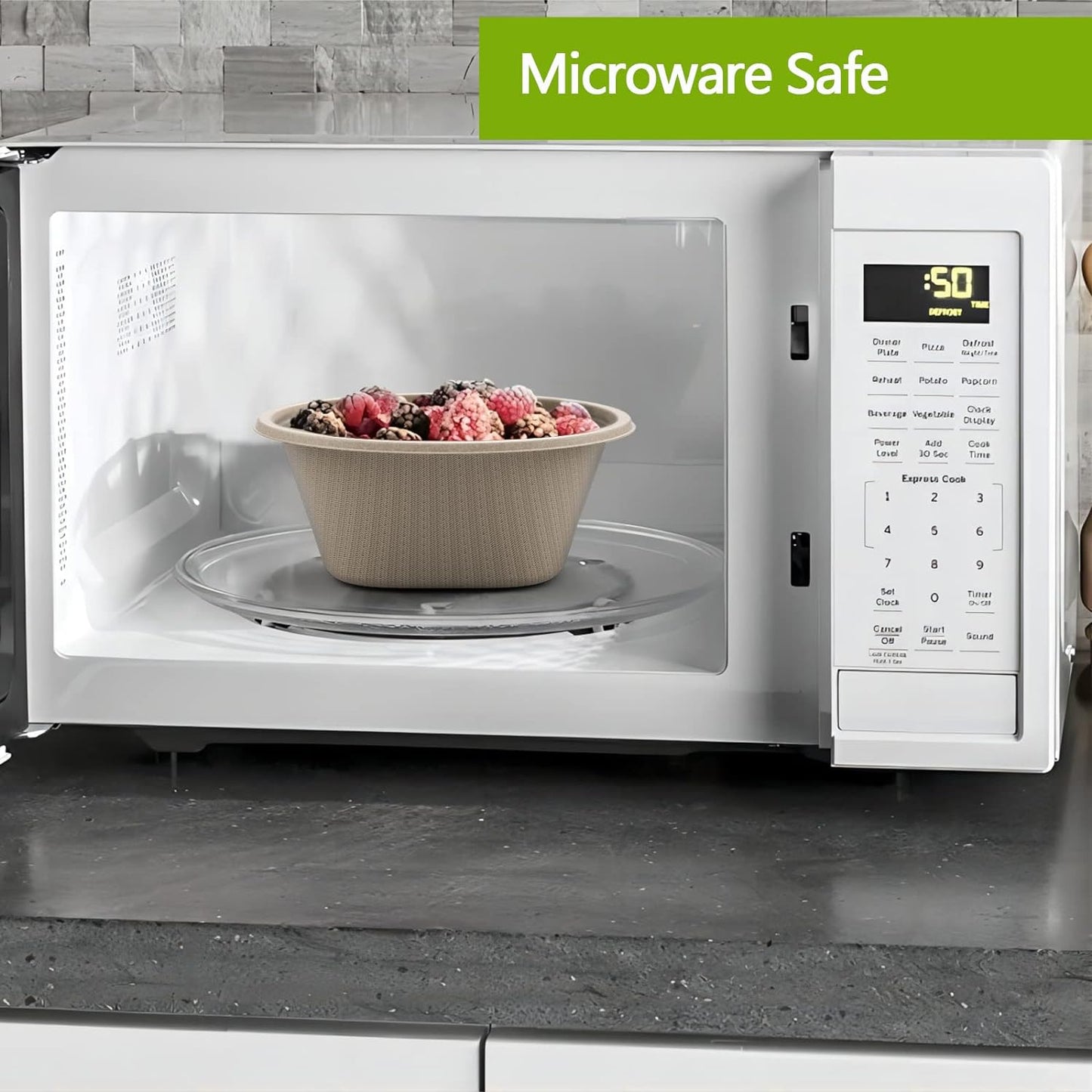 Homestockplus 32 Oz Deep Paper Bowls Disposable Bowl - Disposable Heavy Duty Compostable Bowls, Eco-friendly Sugarcane Bagasse Biodegradable Bowl for Soup, Salad, Dessert, Ice Cream [50 Pack]