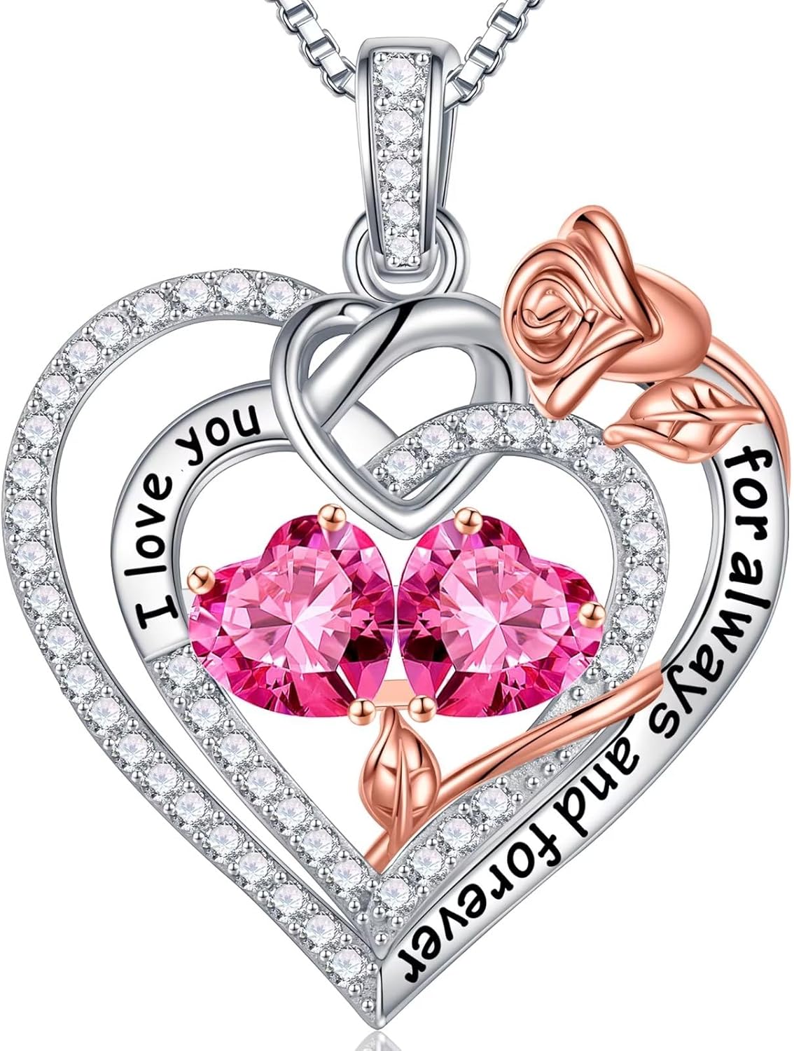 Iefil Christmas Gifts for Wife Women - 925 Sterling Silver Double Birthstone Necklace, Anniversary Birthday Gifts for Women, Jewelry Gift for Wife Girlfriend Mom Her