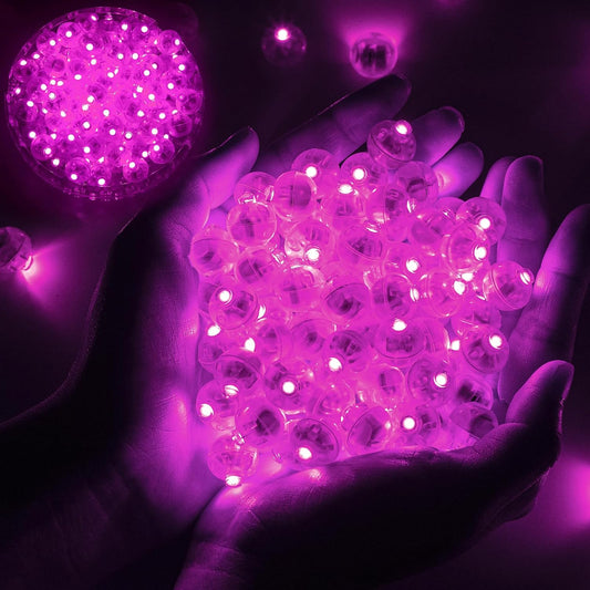 100pcs Balloon Lights Mini Led Lights Round Long Standby Time Multicolor Ball Light Paper Lantern Balloons Lights for Birthday Party Christmas Halloween Decoration (Pink, 100 PCS)