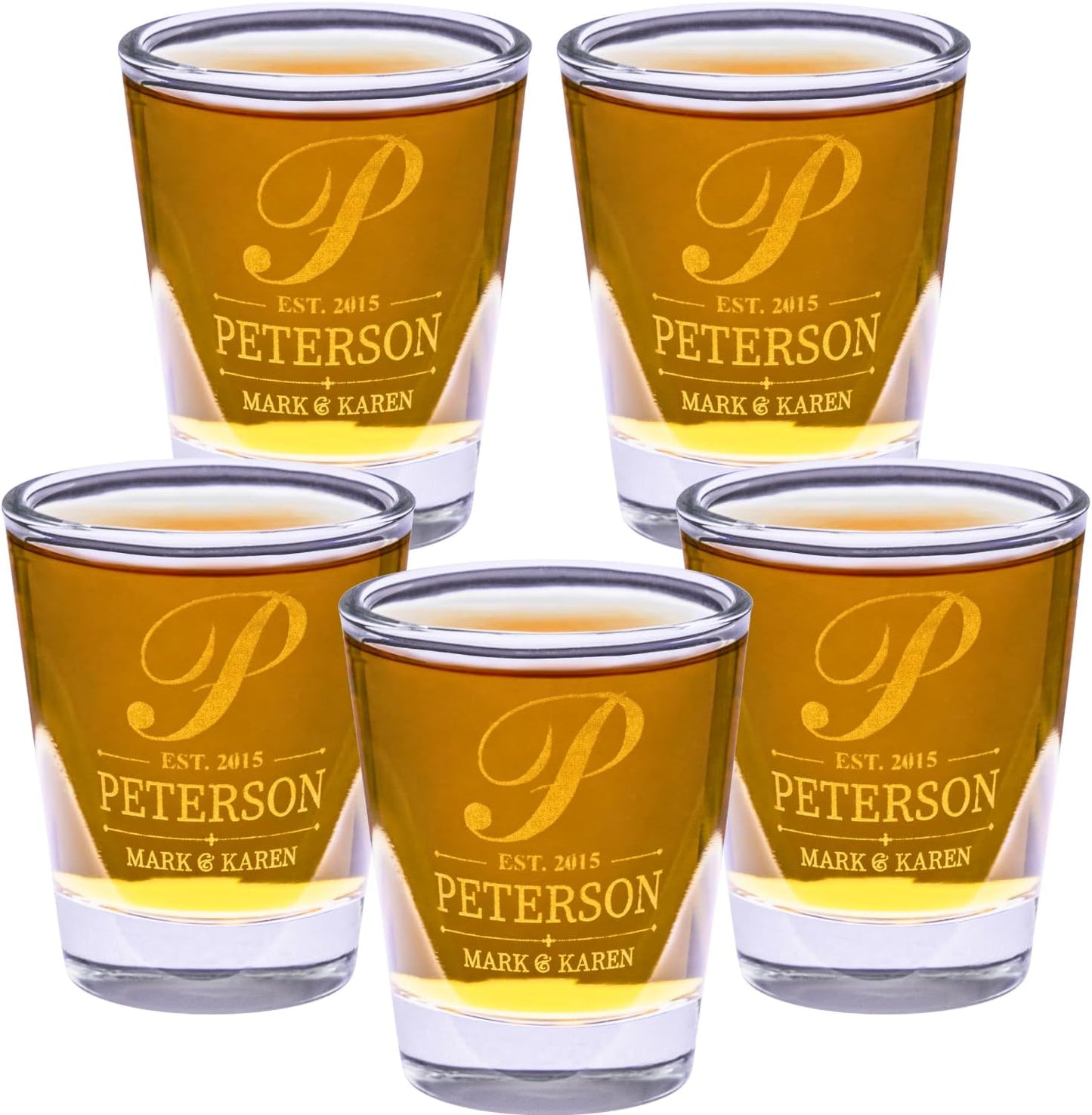 Gifts Inscribed Personalized Shot Glasses Set of 5 – Customized Glasses Drinking Set – Custom Drinking Glasses – Engraved Shot Glass Gift, Wedding, Birthday, Anniversary