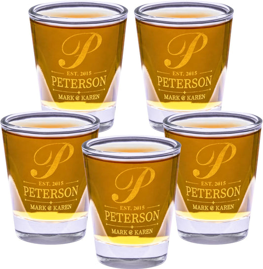 Gifts Inscribed Personalized Shot Glasses Set of 5 – Customized Glasses Drinking Set – Custom Drinking Glasses – Engraved Shot Glass Gift, Wedding, Birthday, Anniversary