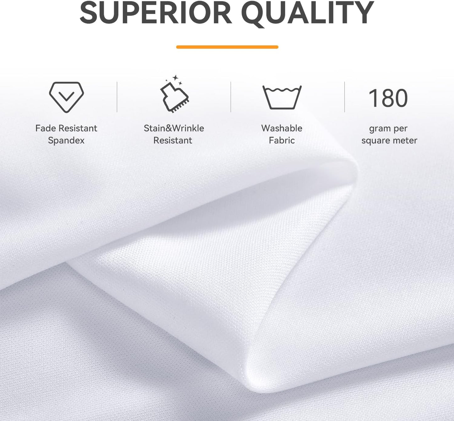 Outpain White Spandex Table Clothes for 6 Foot Rectangle Tables-4Pack 6FT Spandex Fitted Table Cover, Wrinkle Free Tablecloths with Skirt for Parties, Wedding, Birthday, Banquet, Festival