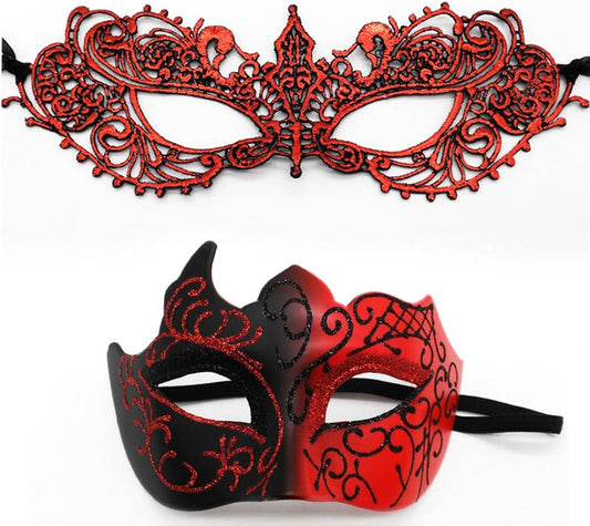 Masquerade Mask for Couples Lace Eye Mask Venetian Carnival Halloween Mask Party Ball Prom Mask Costume Mardi Gras 2Pack