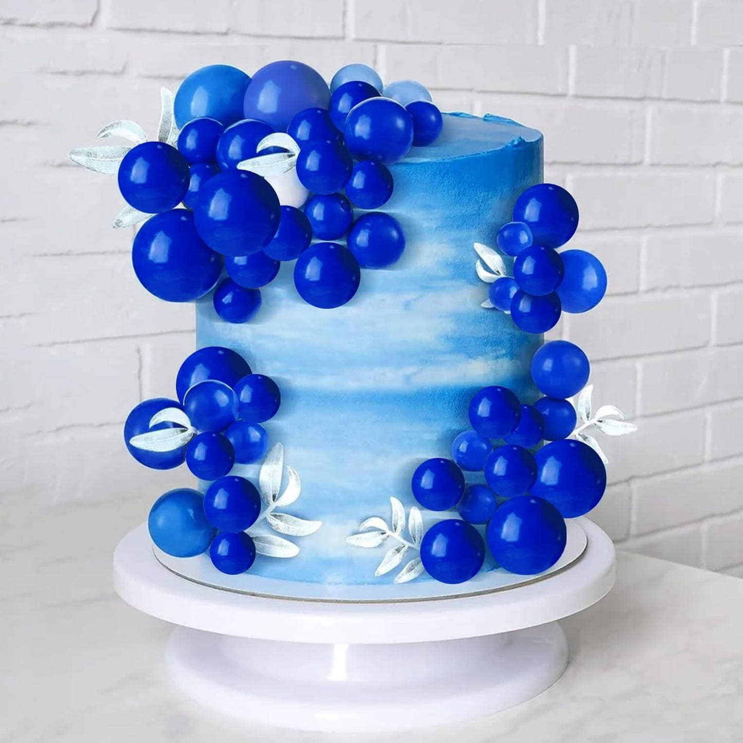 36 Pack Blue Balls Cake Topper Decorations Foam Balloons Cake Decorations Sticks Mini Balloons Cake Toppers Balls Cake Picks for Baby Shower Wedding Anniversary Birthday Party Decorations