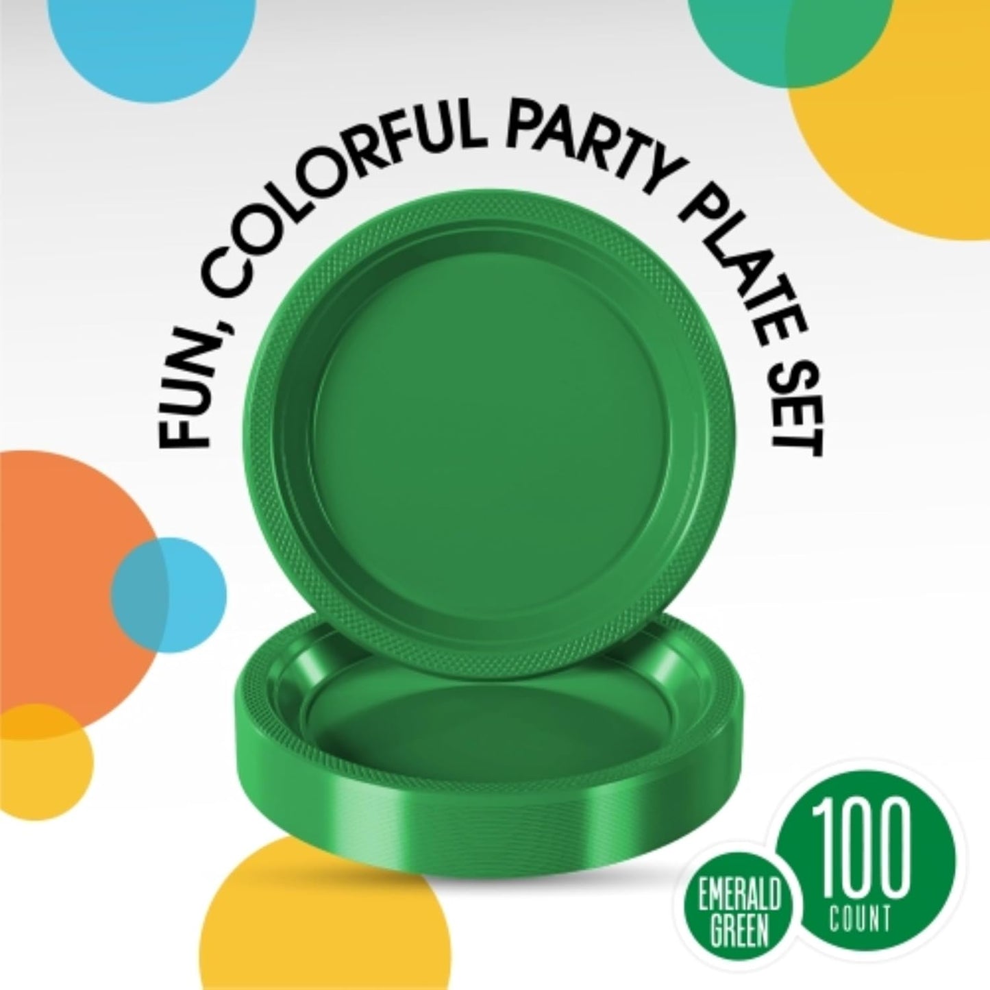 Exquisite Party Solids Emerald Green Plastic Plates For Party 9" Emerald Green Disposable Plates Heavy Duty 100 Pcs Plastic Dinnerware Sets Heavy Duty 350 GSM Disposable Dinnerware Set