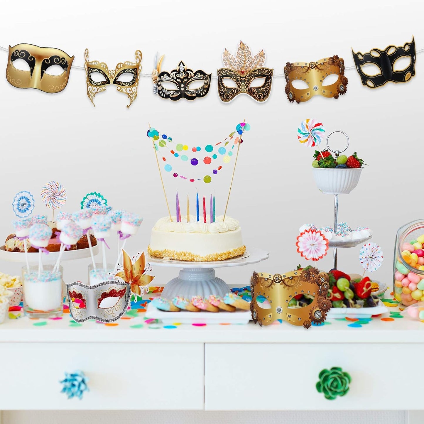 Sumind 12 Pieces Mardi Gras Mask Bulk Venetian Carnival Mask Retro Punk Masquerade Party Decoration for Mardi Gras Fancy Costume Halloween Party Supplies