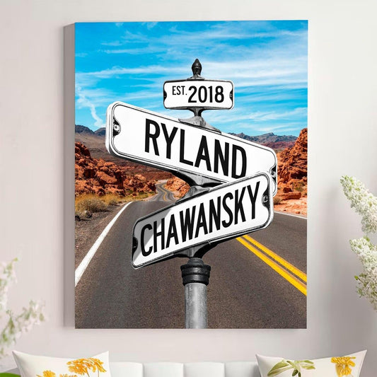 Personalized Crossroad Couples Street Sign Vintage Customize Name And Date Valentine's Day Christmas Birthday Wedding Anniversary Engagement Gifts For Him Her Boyfriend Girlfriend Wife Husband #5