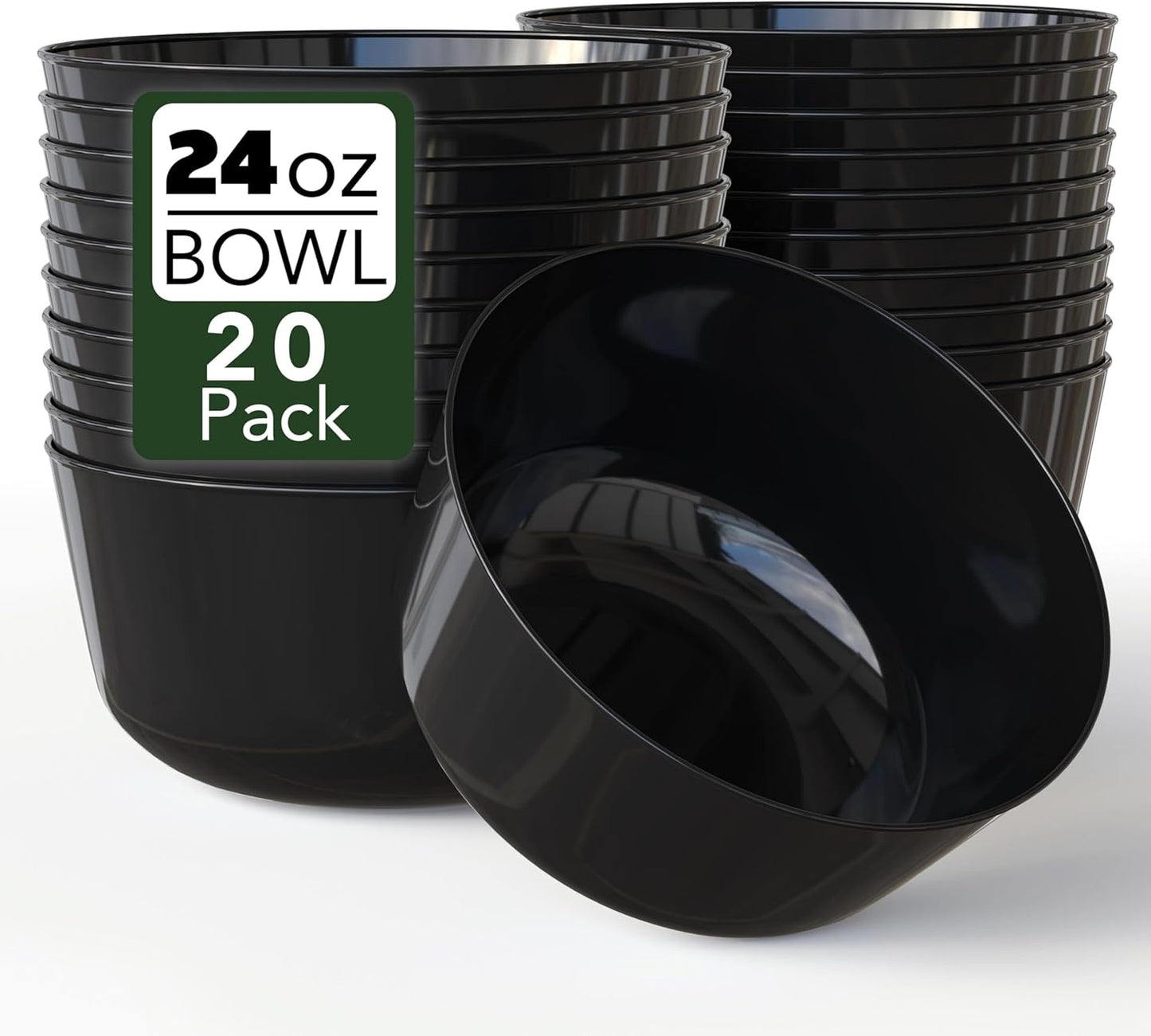 Trendables Plastic Bowls Disposable Bowls 24 Oz Bowl Set Of 20 Black Fancy Plastic Serving Dishes Perfect for Parties and Events Disposable Candy Bowl