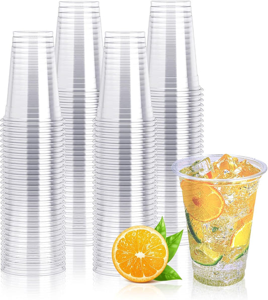 Lilymicky 200 Pack 10 oz Clear Plastic Cups, PET Disposable Drinking Cups Perfect for Birthday Parties, Ceremonies, Events