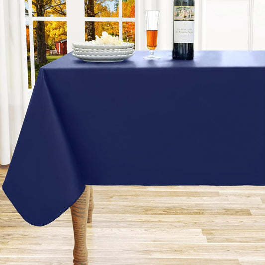 homing Rectangle Vinyl Tablecloth, Waterproof Spillproof Plastic Flannel Backed Table Cloth, Wipe Clean Table Cover for Dining, Buffet Parties and Camping (Navy Blue, 60" x 102")