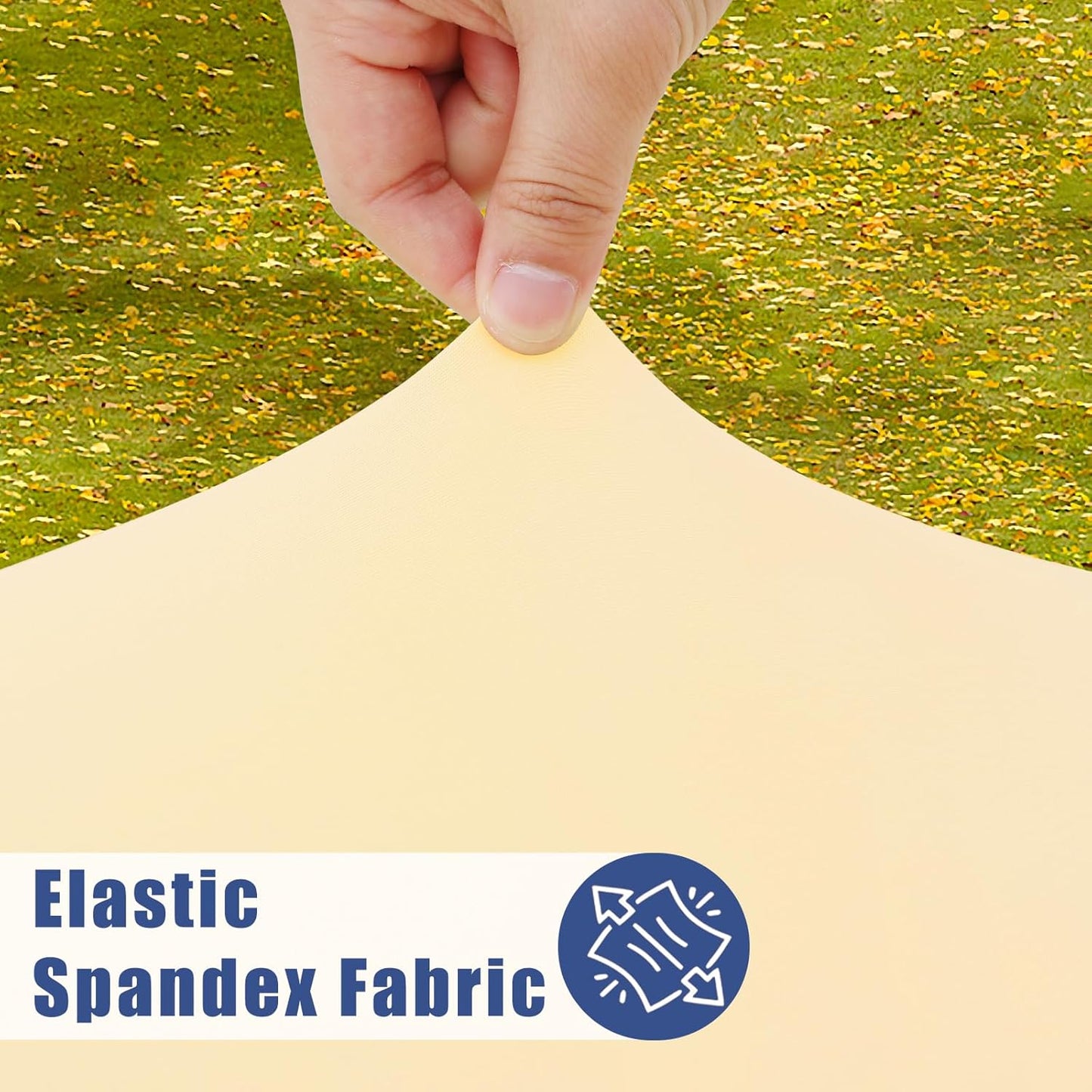 Spandex 8 Foot Rectangle Table Cloth 2 Pack, Elastic Fitted Tablecloths for Picnic, Stretch Washable Patio Table Cover for Outdoor, Camping, Banquet and Parties (Champagne, 36"x96")