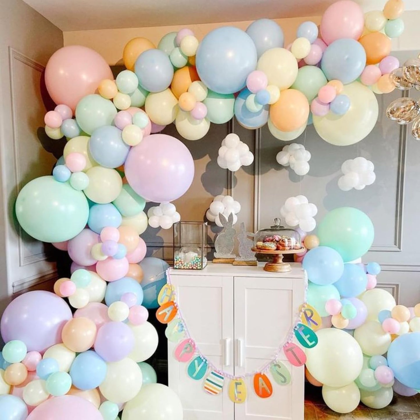 Pastel Balloon Arch, Rainbow Balloon Arch Kit with 18/12/5 inch Macaron Pink Yellow Purple Orange Teal Blue Gold Latex Balloon for Birthday Baby Shower Wedding Pastel Party Decorations