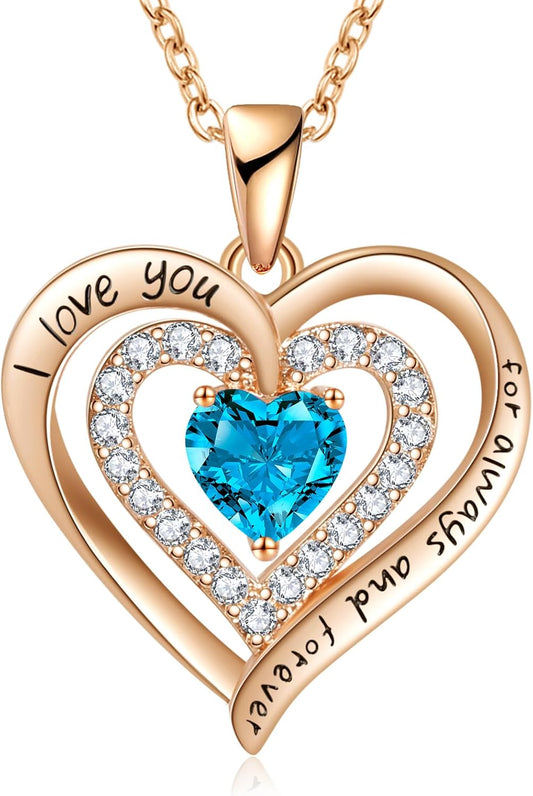 REDBEE Necklaces for Women Birthstone Heart Necklace Jewelry for Wife Girlfriend Woman Necklace