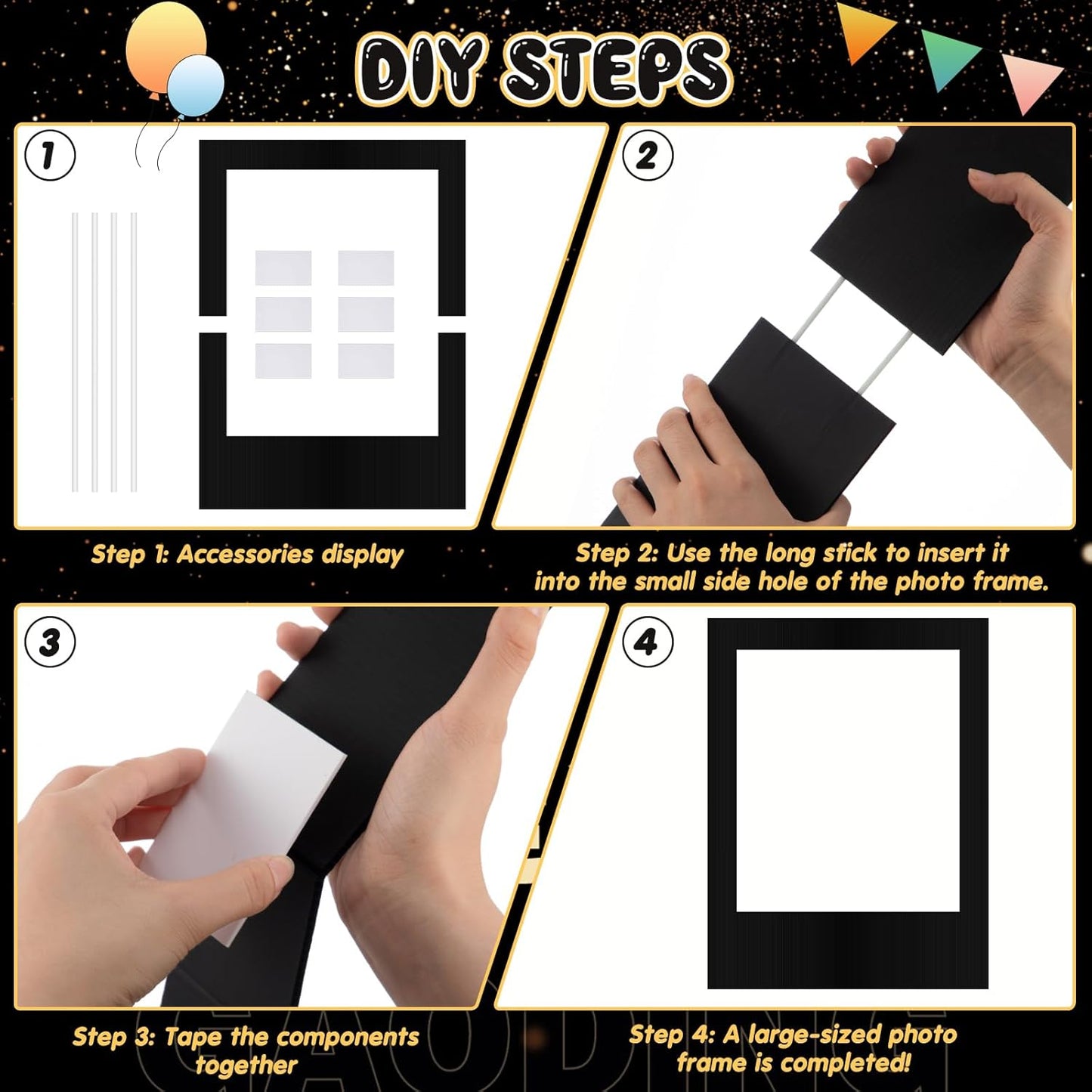 32 x 24 Inch Photo Booth Selfie Frame Prop Booth for Birthday Event Parties Large Blank DIY Cutout Props for Funny Decoration Christmas, Holiday Supplies