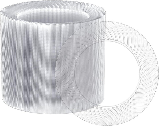 FOCUSLINE 7 Inch Clear Plastic Plates, 100 Count Disposable Heavy Duty Salad Dessert Plates, Premium Hard Plastic for Weddings, Parties & Events