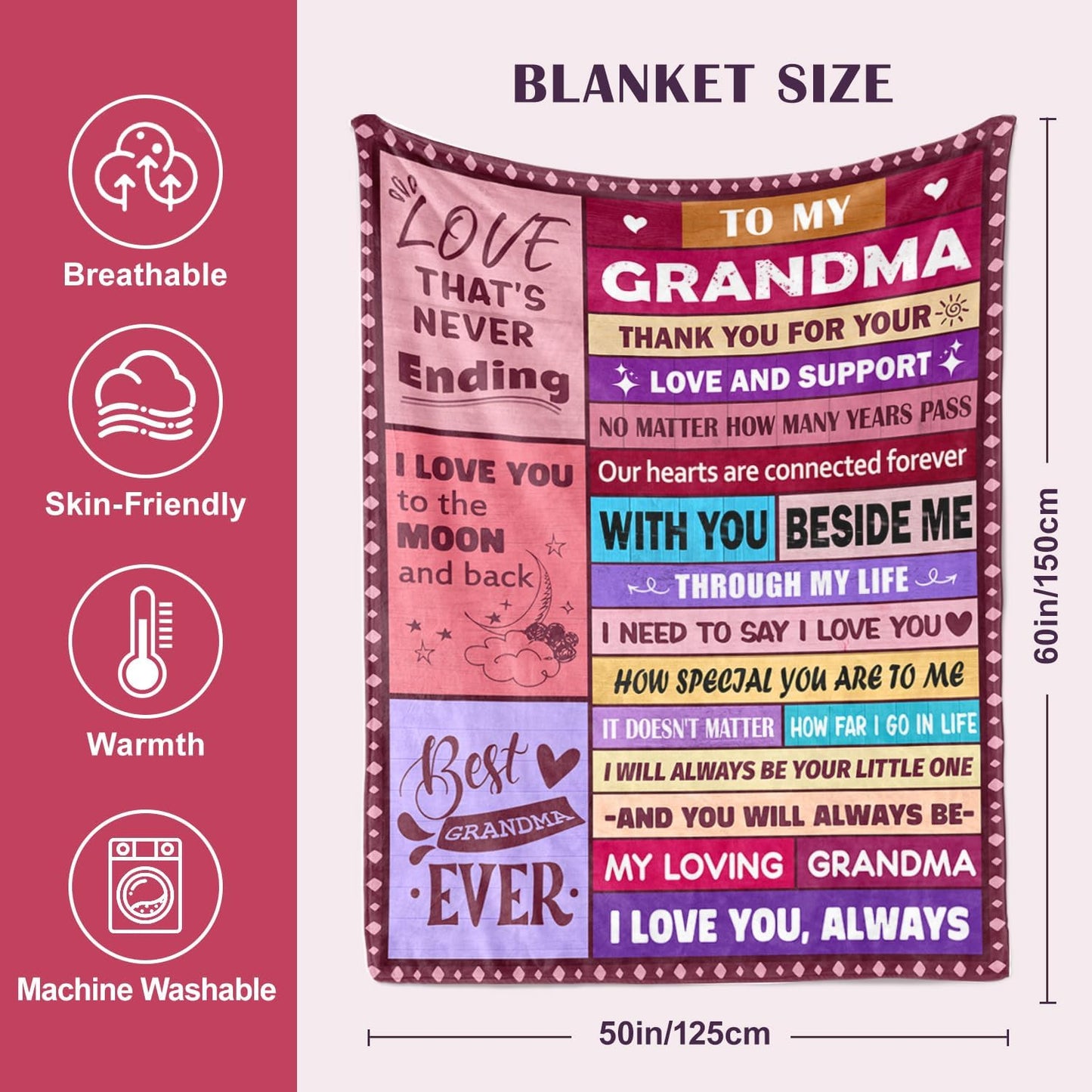 Grandma Gifts - Best Grandma Birthday Gifts - Great Grandmas Gift - Christmas Mothers Day Birthday Gift for Grandmas - Grandmoter Gift from Granddaughter Grandkids - to My Grandma's Blanket 50"x60"