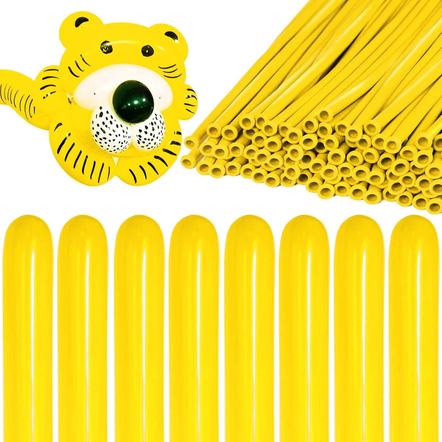 KAWKALSH 260 Yellow Long Balloons for Balloon Garland Thickening Skinny Latex Twisting Animals Modeling Christmas Birthday Wedding Party Festival Decorations 100pcs