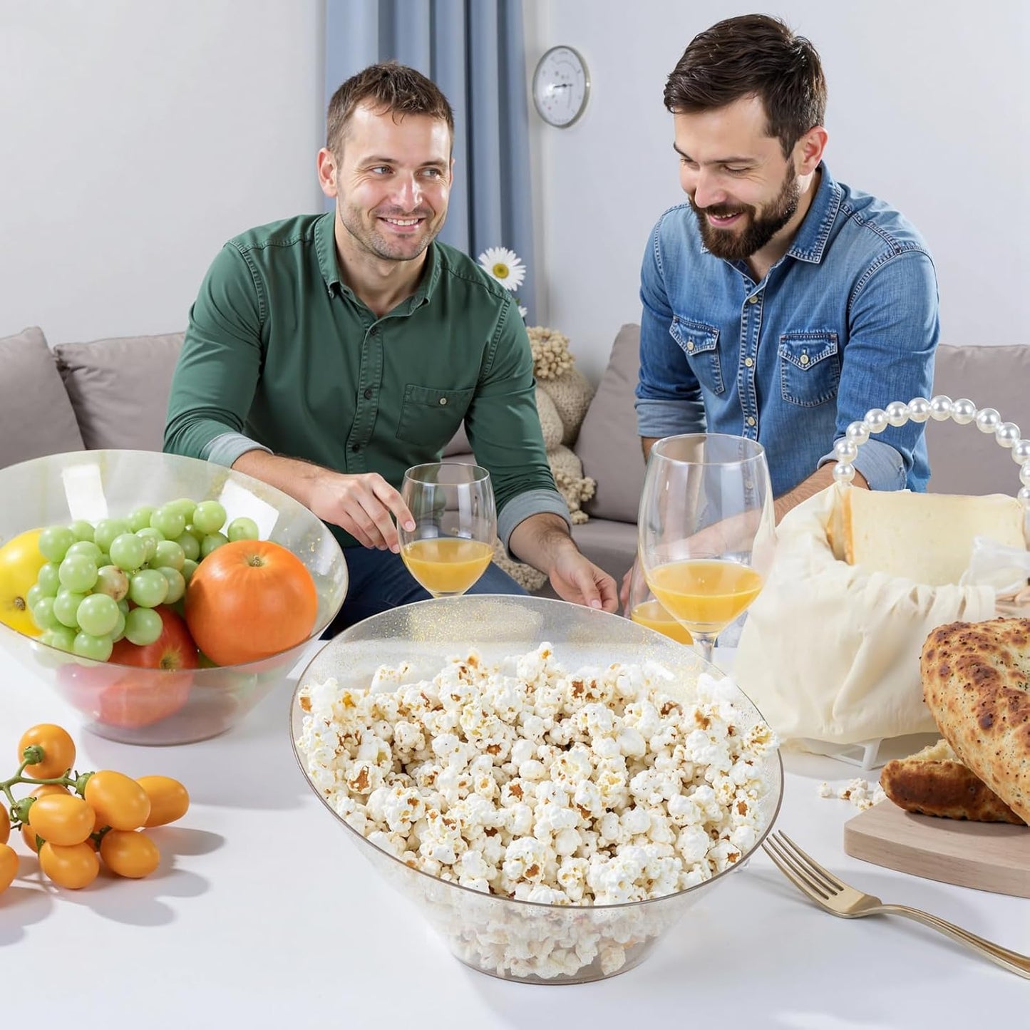 bUCLA 12 Pack Gold Glitter Plastic Serving Bowls - 54 OZ Angled Serving Bowls Disposable for Chip,Candy, Snack,Salad & Fruit - Ideal for Party, Wedding & Thanksgiving