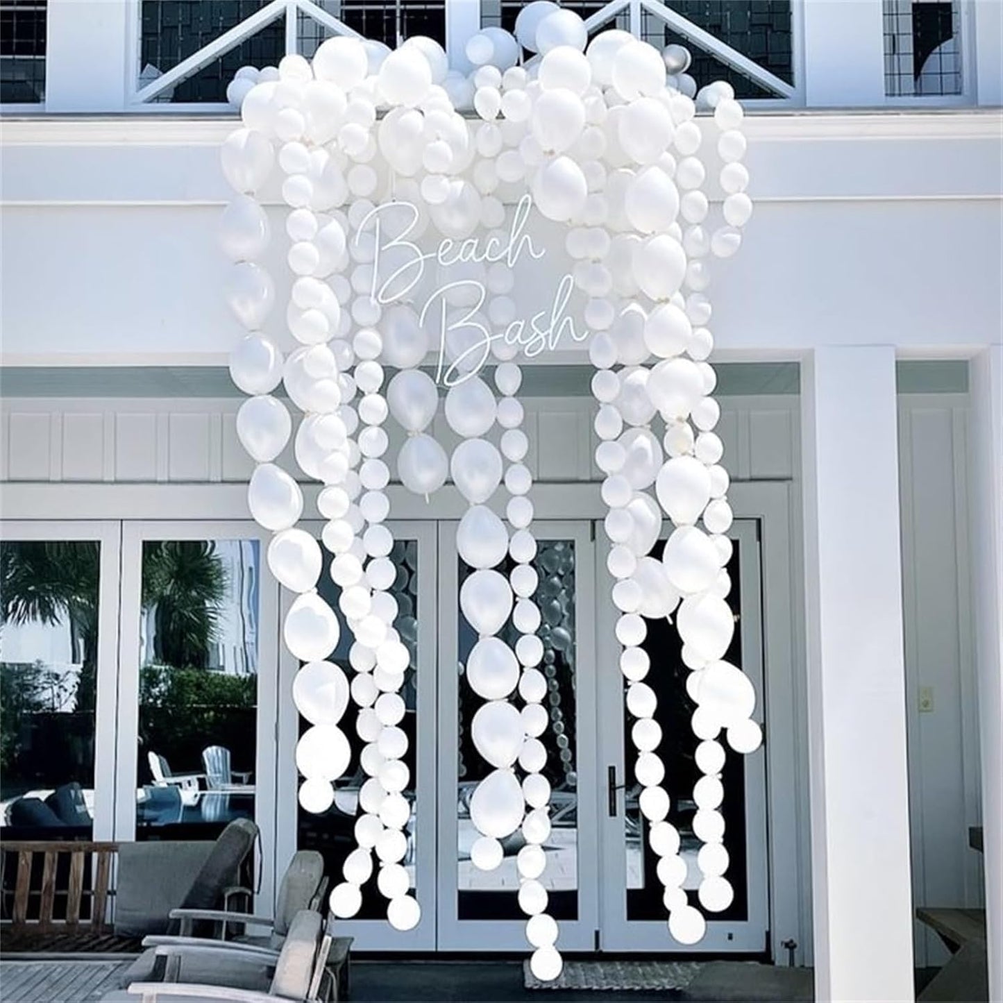 White Quick Link Balloons, 100PCS Linking Balloons for Making Balloon Wall Arch and Chain, Pearl White Linked Balloon for Wedding Birthday Baby Shower Engagement Graduation Party Decorations (10inch)