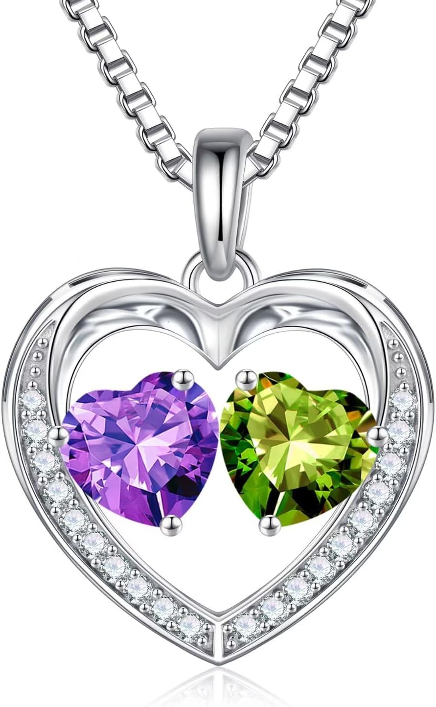 Iefil Christmas Gifts for Wife - 925 Sterling Silver Birthstone Necklace, Anniversary Birthday Gifts for Women, Stocking Stuffers for Women Wife Mom Daughter