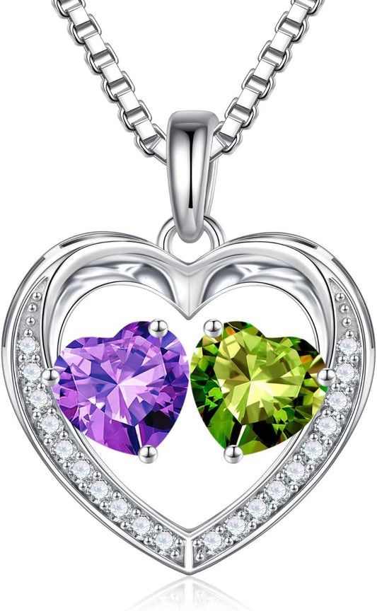 Iefil Christmas Gifts for Wife - 925 Sterling Silver Birthstone Necklace, Anniversary Birthday Gifts for Women, Stocking Stuffers for Women Wife Mom Daughter