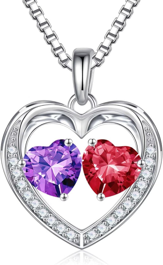 Iefil Christmas Gifts for Wife - 925 Sterling Silver Birthstone Necklace, Anniversary Birthday Gifts for Women, Stocking Stuffers for Women Wife Mom Daughter