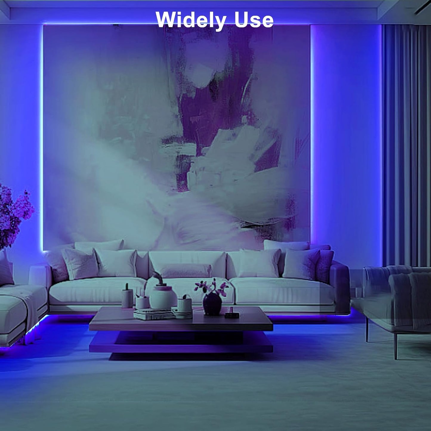 16.4ft Blue COB Led Strip Lights with RF Remote, Dimmable Bright Adhesive Indoor Led COB Light Strip for Cabinet, Paintings, Room, Bed