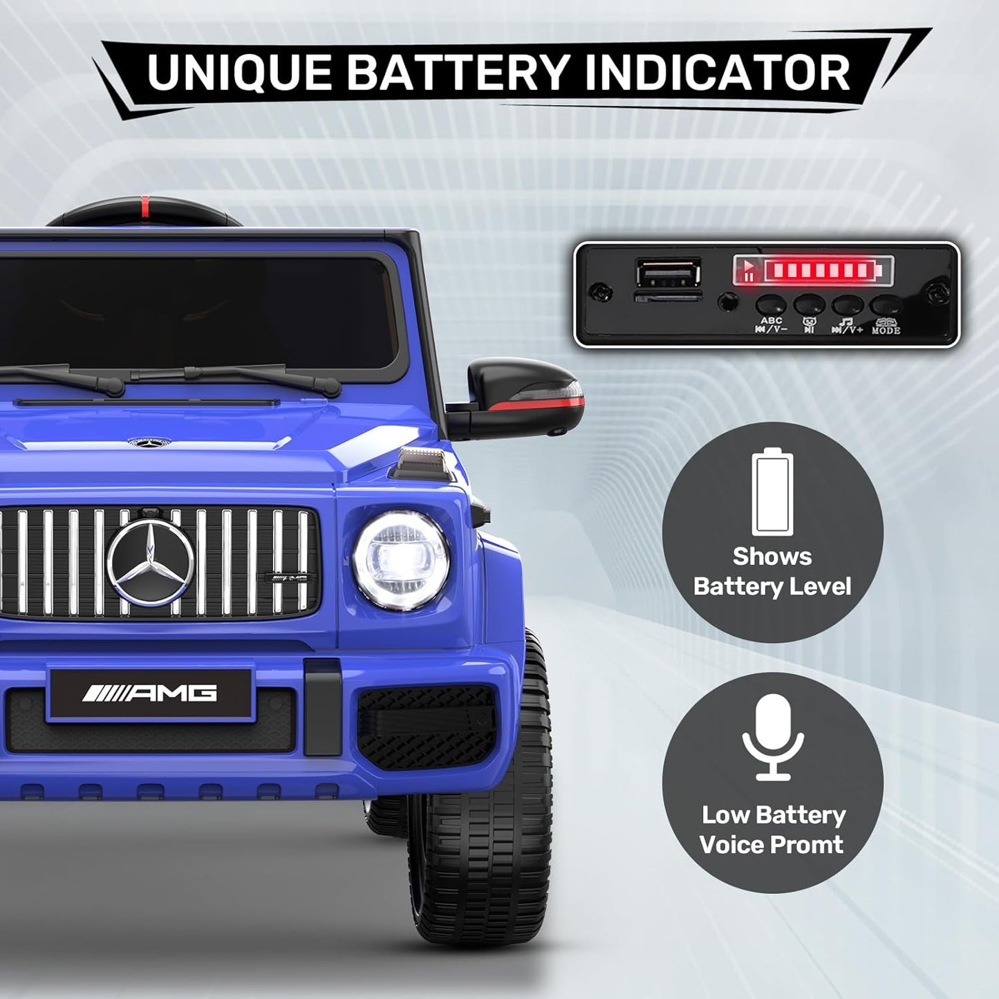 ANPABO Licensed Mercedes-Benz G63 Car for Kids, 12V Ride on Car w/Parent Remote Control, LED Headlights, Music Player & Horn, Soft Start, Low Battery Prompt, Kids Electric Vehicle, Blue