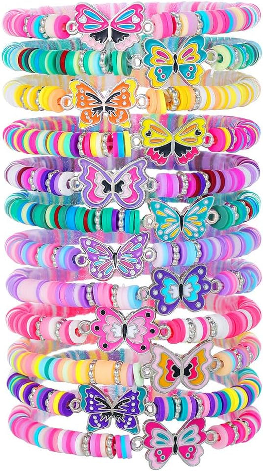 Friendship Bracelets Boho Stackable Bracelets for Women Surfer Heishi Clay Bead Bracelets Stretch Preppy Bracelets Colorful Boho Bracelets for Women