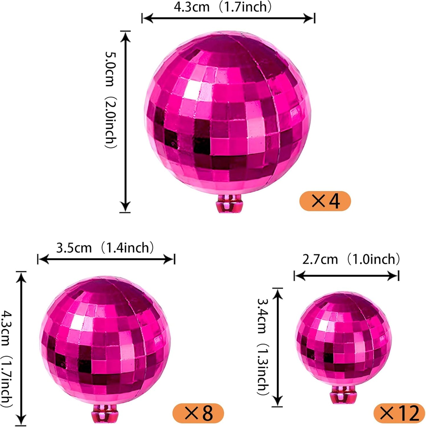 24 PCS Disco Ball Cupcake Toppers Christmas Disco Balls Cake Decorations Glitter Foam Ball DIY Balloons Cake Topper Decoration for Disco Theme Baby Shower Birthday Christmas Party Supplies Rose Red