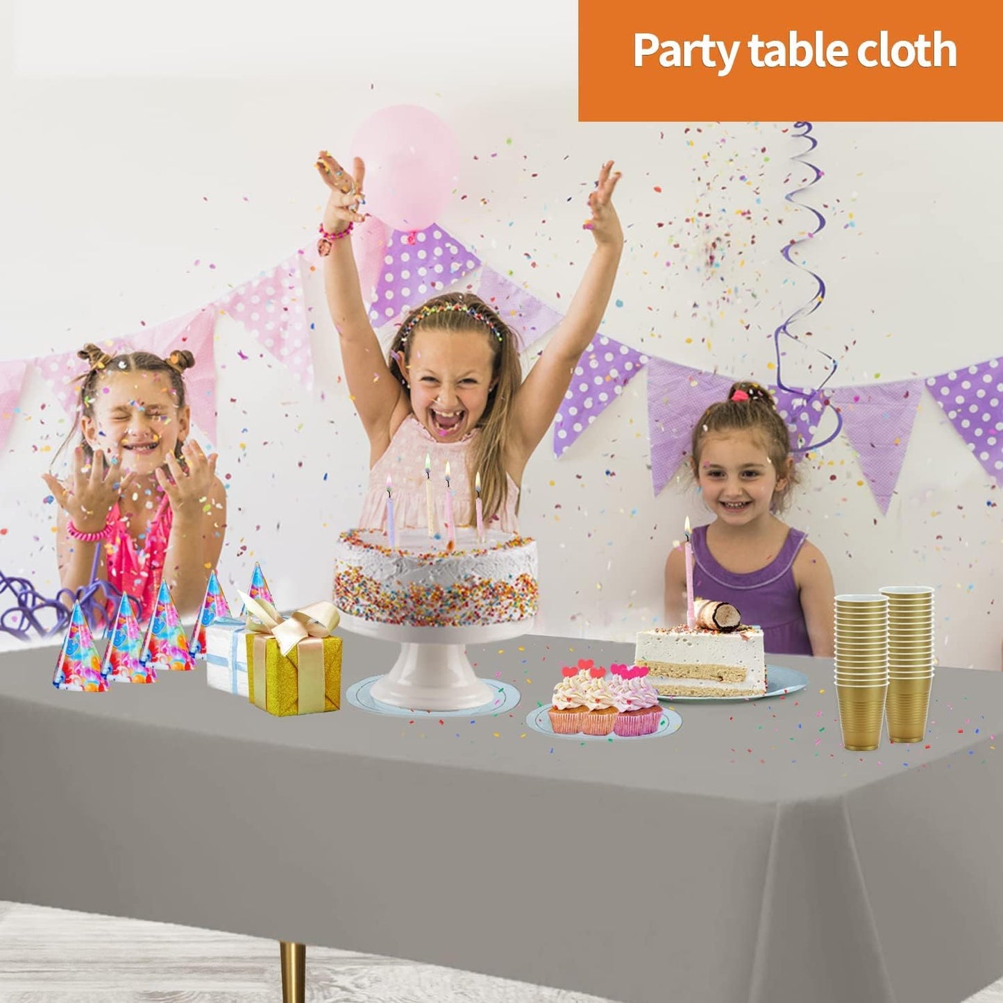 Silver Disposable Plastic Tablecloth for Rectangle Tables (48 Pack) Premium Decorative Table Cloths for Parties, Events & Weddings, Indoors & Outdoors, 54 x 108 inches