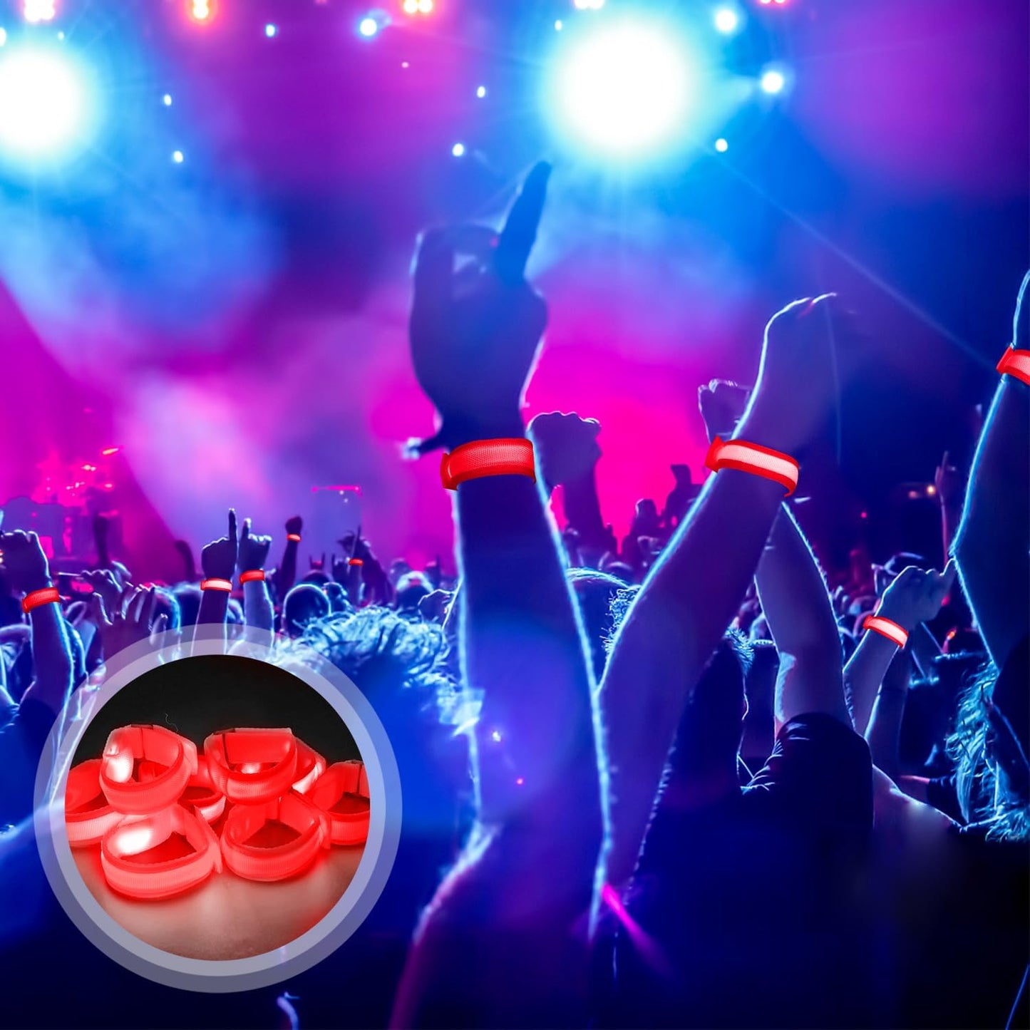 M.best 8pcs LED Light Up Bracelets Glow Flashing Wristbands Glow in The Dark Party Supplies for Wedding, Raves, Concert, Camping,Sporting Events, Party Red