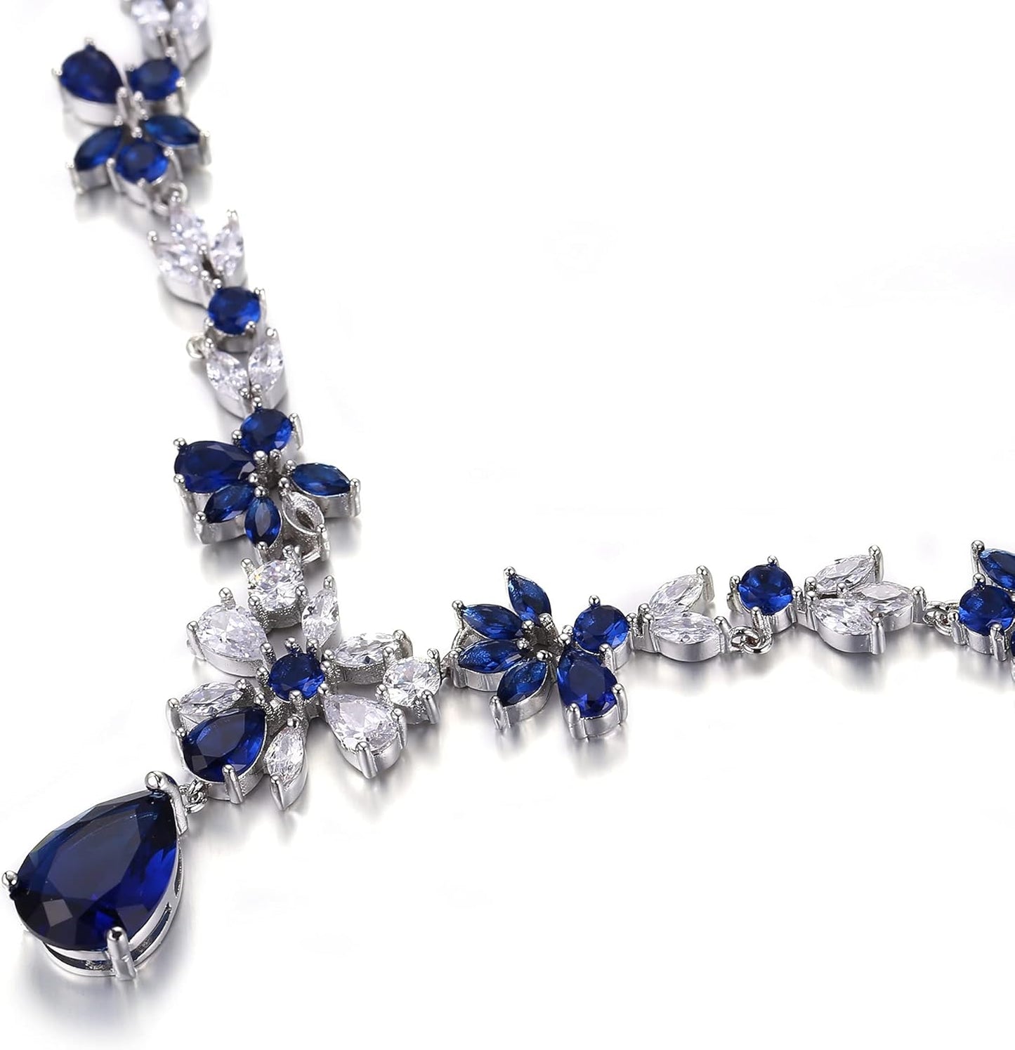 Crysdue Wedding Jewelry Set for Women, Floral Leaf Vine Teardrop Necklace Dangle Earrings Bracelet and Hair Comb, Cubic Zirconia Elegant Party Prom Jewellery for Bridal Bridesmaid