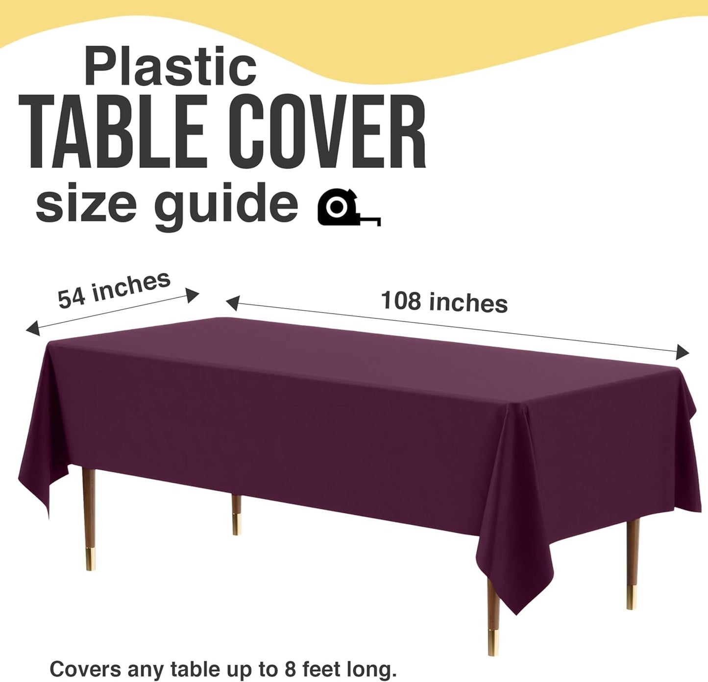 Exquisite 66% Thicker Premium Plastic Table Cloth Rectangle Table Cover 0.5 Mil 12 Pack Plum Table Cloth 54 Inch x 108 Inch Disposable Tablecloth Won't Tear Easily Like Cheap Thin Brands