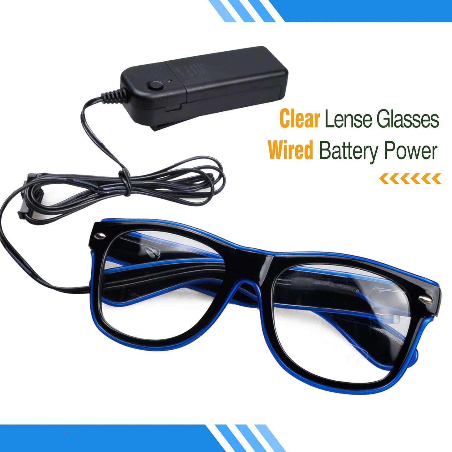 Aquat Light up EL Wire Neon Rave Glasses Glow LED Sunglasses Costumes For Party, EDM, Halloween, Wired with Battery Power