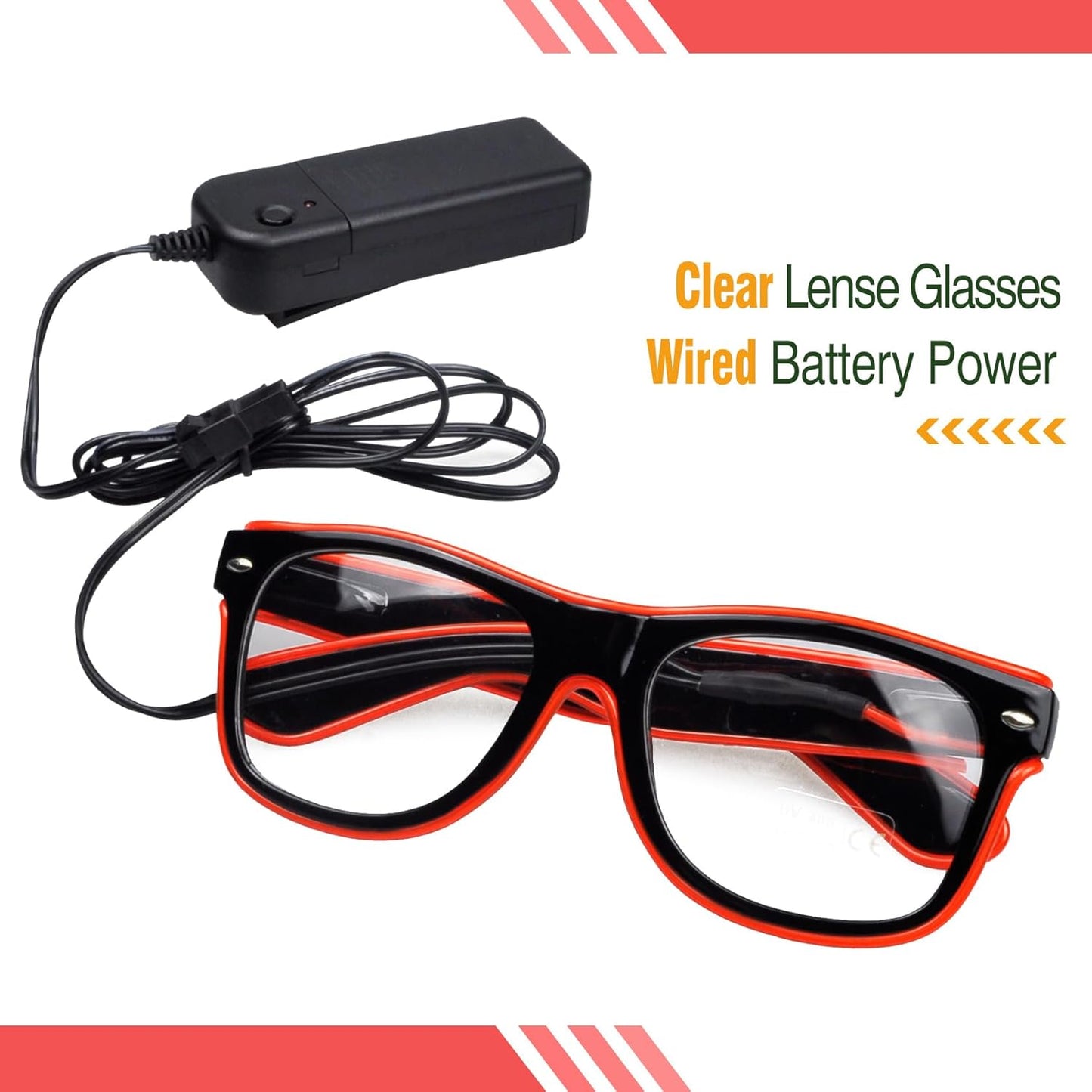 Aquat Light up EL Wire Neon Rave Glasses Glow LED Sunglasses Costumes For Party, EDM, Halloween, Wired with Battery Power