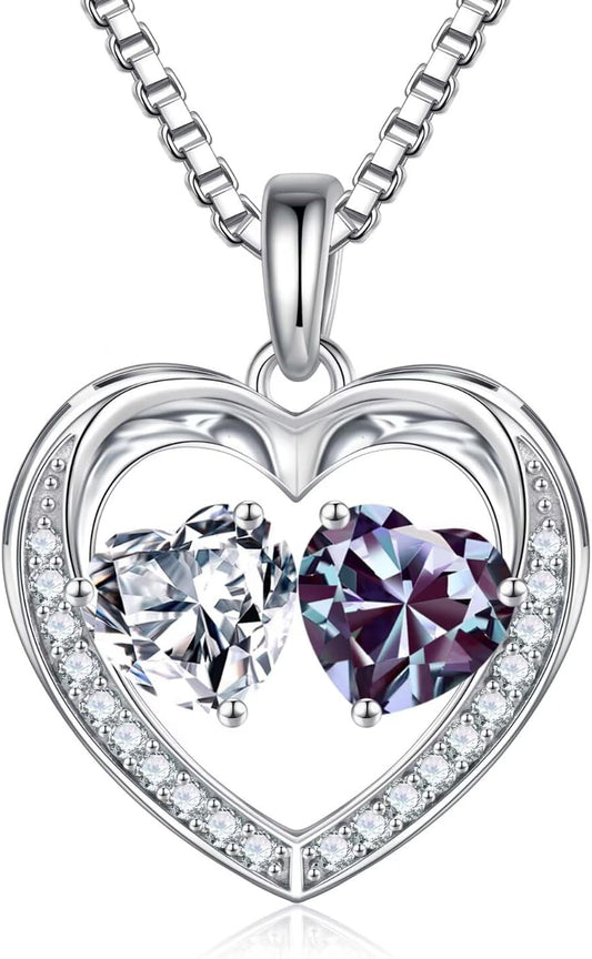 Iefil Christmas Gifts for Wife - 925 Sterling Silver Birthstone Necklace, Anniversary Birthday Gifts for Women, Stocking Stuffers for Women Wife Mom Daughter