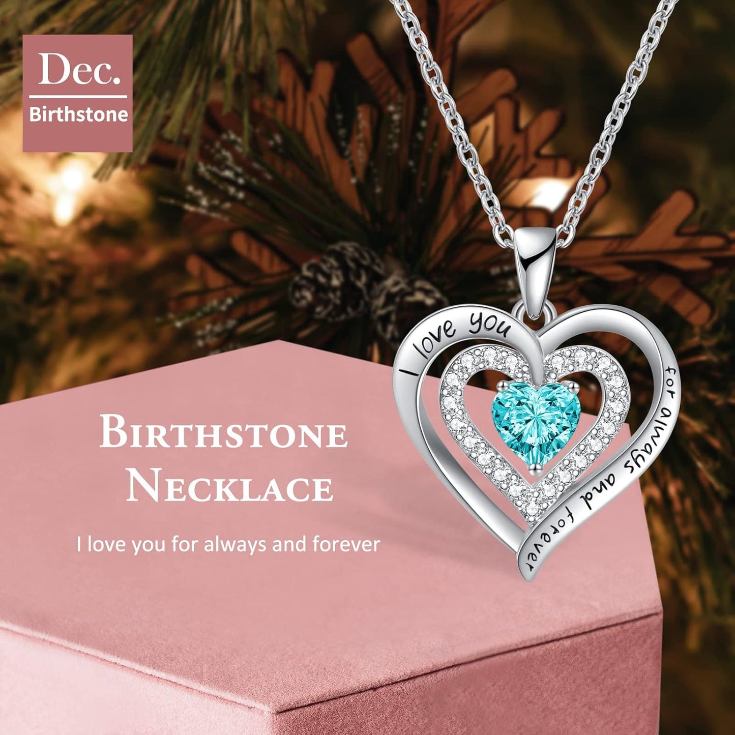 REDBEE Necklaces for Women Birthstone Heart Necklace Jewelry for Wife Girlfriend Woman Necklace