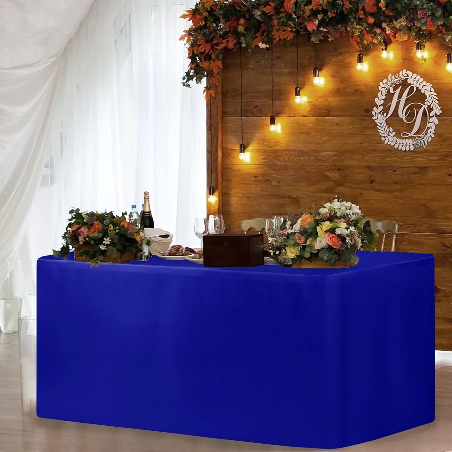 HolidayIdeas Royal Blue Fitted Table Clothes - 72 x 30 Inch - 4 Pack Rectangle Table Covers Polyester Fabric Tablecloths for Parties, Holiday Dinner, Trade Show